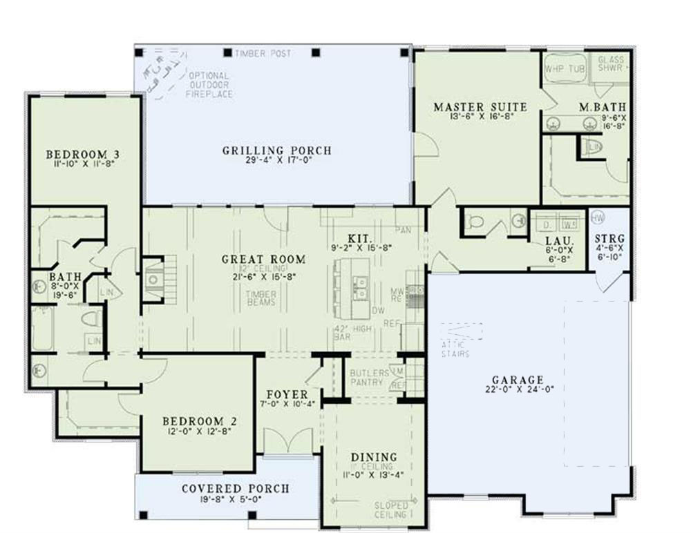 Floor Plan First Story of Country Plan #153-1115